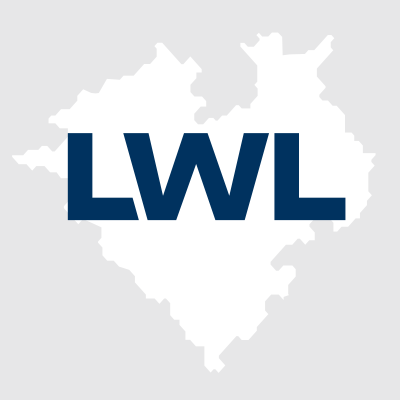 Grafik LWL mit dem Westfalenherz im Hintergrund, dem Umriss des Gebiets des LWL